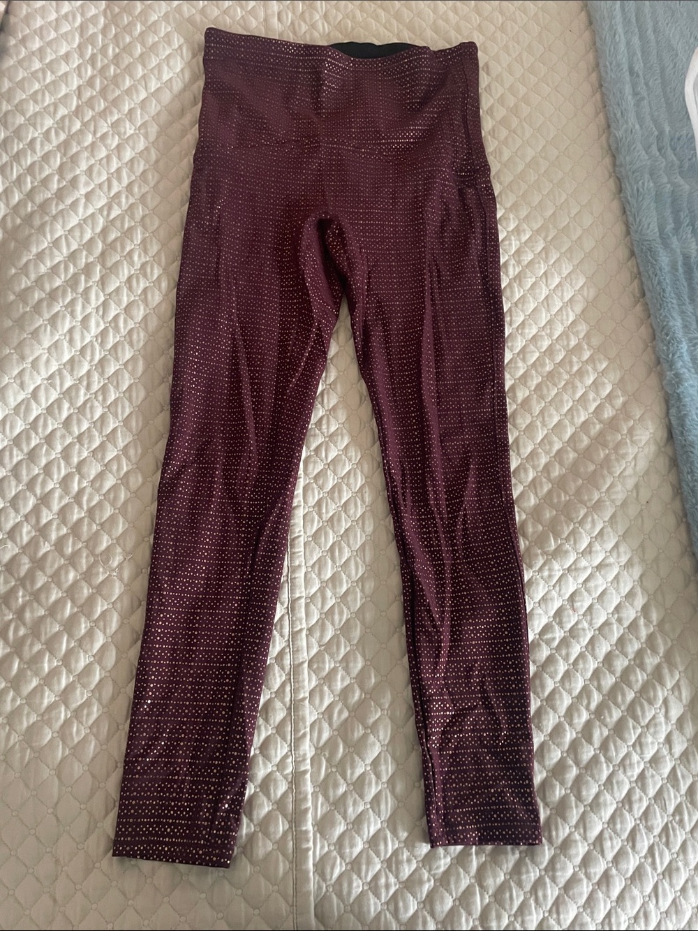 SPANX Maroon Leggings with Metallic Dot Detail